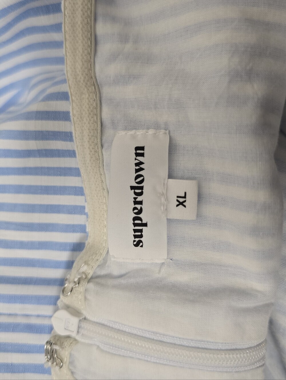 Superdown Rosalie Striped Ruffle Dress White/blue Size XL - Picture 10 of 11